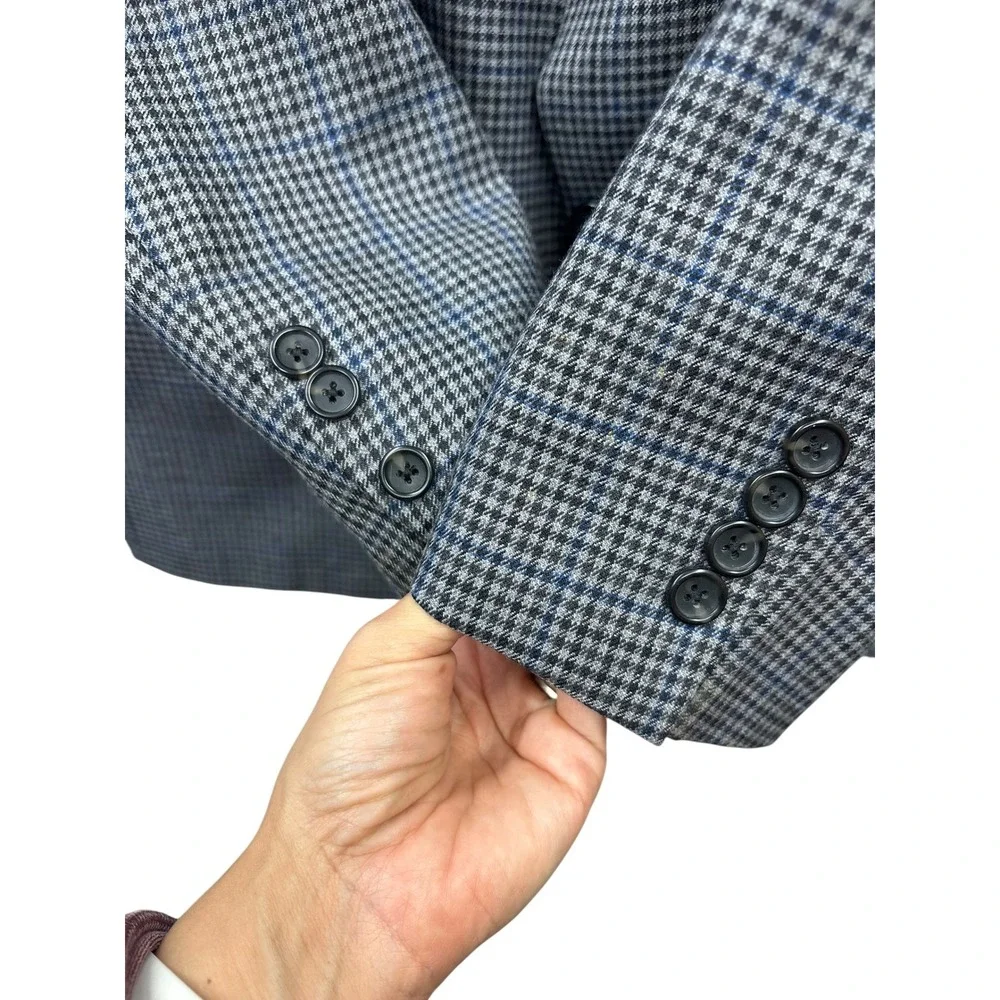 Hart Schaffner Marx Houndstooth‎ Blazer Tailored Sport Coat USA Academia 48R